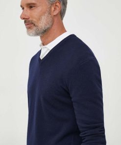 United Colors of Benetton pulover de lana barbati, culoarea albastru marin, light 99KK-SWM088_59X