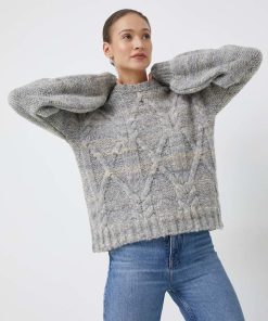 United Colors of Benetton pulover din amestec de lana femei, culoarea gri, călduros 9BYY-SWD1RG_09X