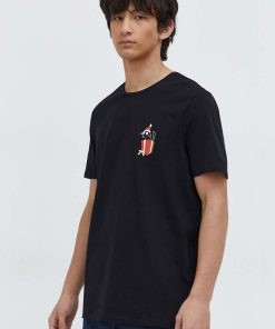 Medicine tricou din bumbac barbati, culoarea negru, cu imprimeu ZBYX-TSMB42_99X