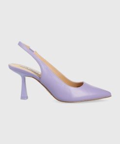 Steve Madden pantofi de piele Lustrous culoarea violet, cu toc drept, cu toc deschis, SM11002088 PPYX-OBD4NU_04X
