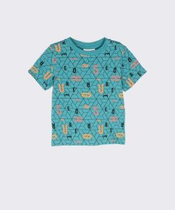 Coccodrillo tricou de bumbac pentru copii culoarea turcoaz, cu imprimeu PPYX-TSB0L5_66X
