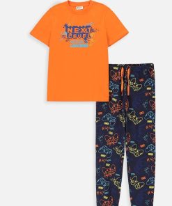 Coccodrillo pijamale de bumbac pentru copii culoarea portocaliu, modelator PPYH-BIB03U_22X