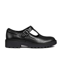Geox pantofi de piele CASEY femei, culoarea negru, cu toc plat, J8420E 00043 C9999 PPYH-OBD3PE_99X