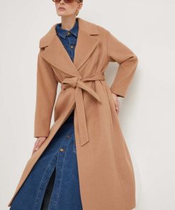 Answear Lab palton de lana culoarea maro, de tranzitie, oversize B9YX-KPD011_82X