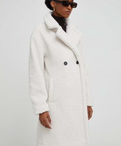Answear Lab palton femei, culoarea alb, de tranzitie, oversize BMYX-KPD02M_00X