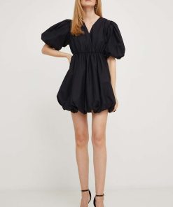 Answear Lab rochie din bumbac culoarea negru, mini, evazati BMYX-SUD08D_99X