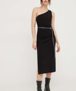 Answear Lab rochie culoarea negru, midi, mulata BMYX-SUD0G6_99X