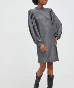 Answear Lab rochie culoarea argintiu, mini, drept BMYX-SUD0HL_SLV